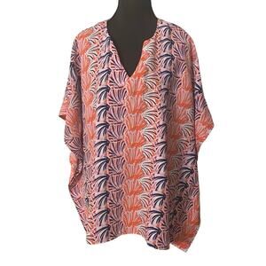 Simply Southern Lightweight Shell Tunic Blue Med Coastal Resort Wear Beach Vacay